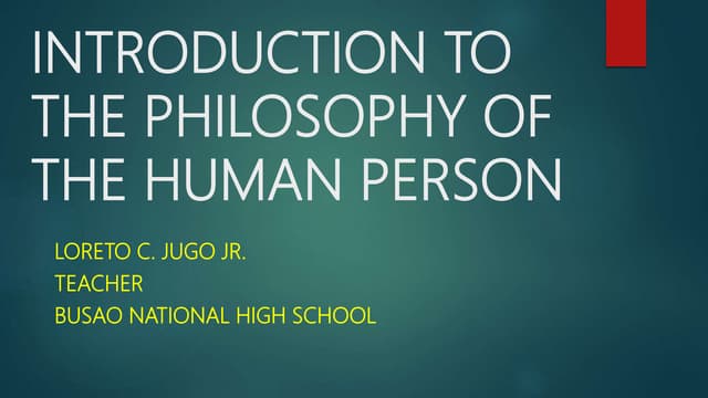 Human person as Embodied Spirit