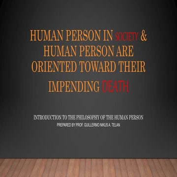 Human person in society &amp; death