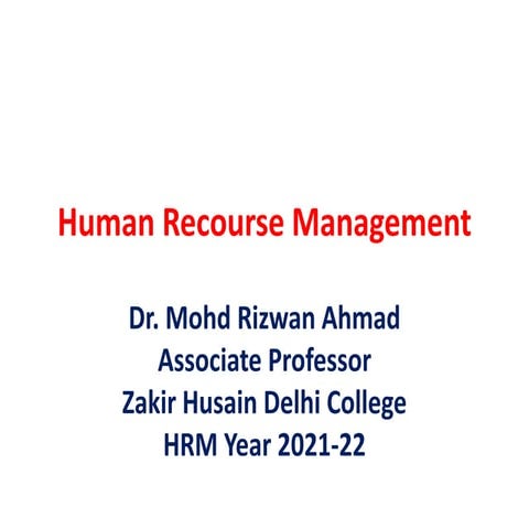 Human Recourse Management B Com Hons Class I III Sem HRM.pptx