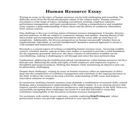Human Resource Essay