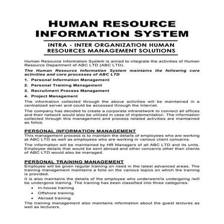 Human Resource Information System