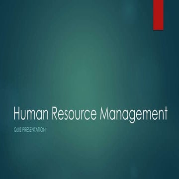 Human Resource Management Quiz