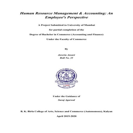 Human Resource Management & Accounting: An Employee's Perspective (Research Paper)