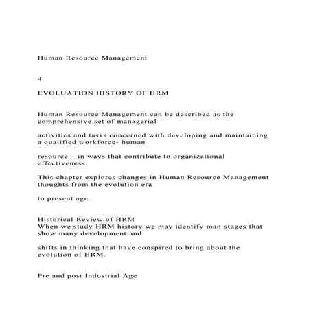 Human Resource Management   4EVOLUATION HISTORY OF H.docx
