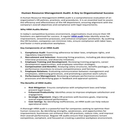 Enhancing Efficiency with a Human Resource Management Audit