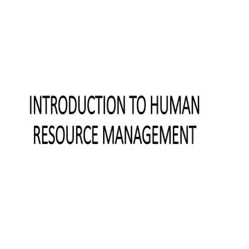 Human resource management basics 