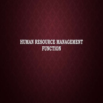 Human resource management function