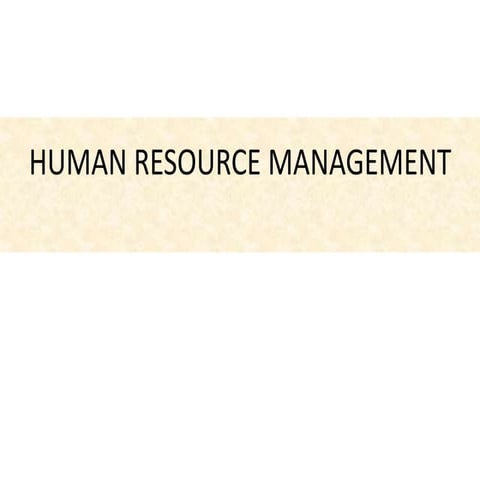 Human resource management(hrm)