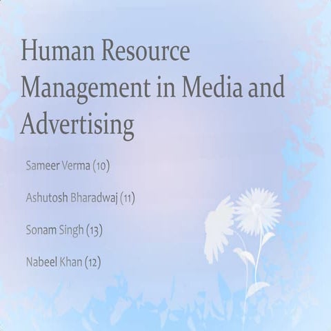 Human Resource Management In Media And Advertising