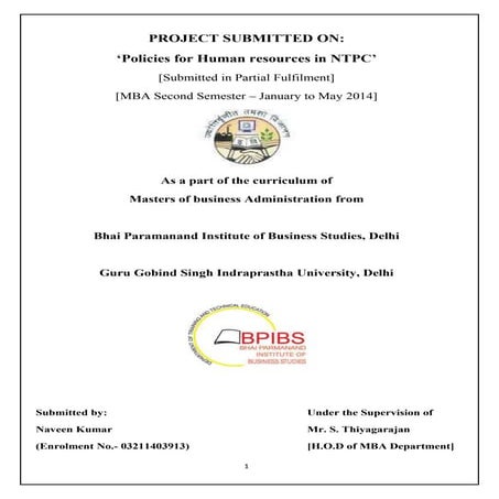 Human resource management in ntpc