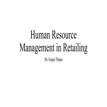 Human resource management in retailing