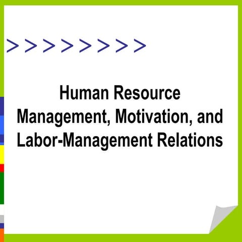 Human Resource Management, Motivation, and Labor Management Relations