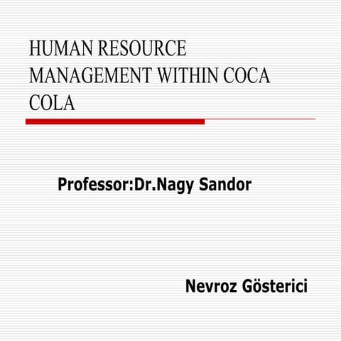 Human resource management within coca cola