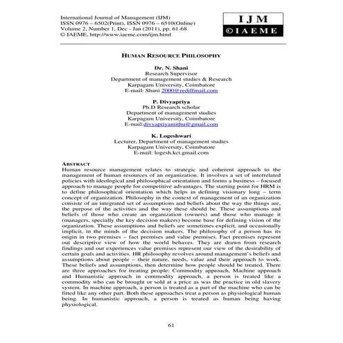 Human resource philosophy