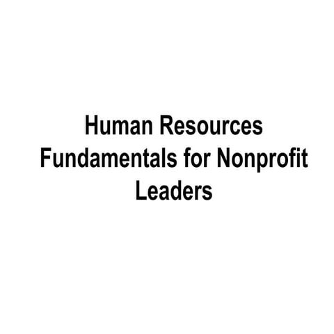 Human Resources For Nonprofit Managers