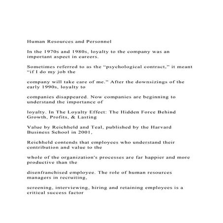 Human Resources and Personnel In the 1970s and 1980s, loya.docx