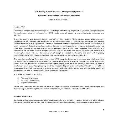 Human resources management in early stage technology companies   june 2011 - ...