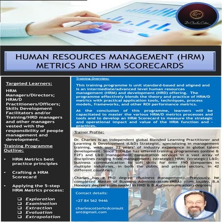 HRM Metrics and Scorecards_Training Brochure_Presented by Dr Charles Cotter.pdf