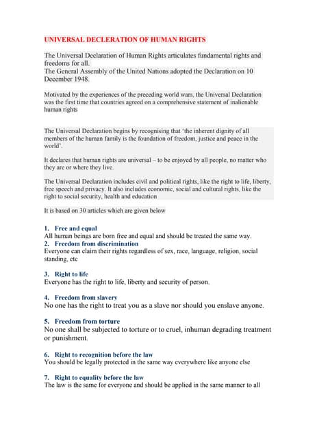 Human rights (Universal Declaration of Human Rights) | PPTX