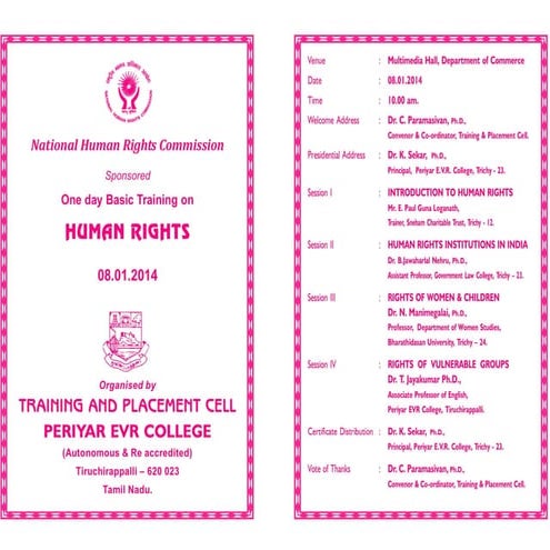 periyar evr college Human rights invitation | PDF