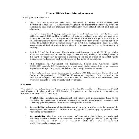 Human rights law education (notes) | PDF