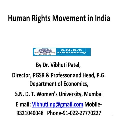 Human rights movement in india vibhuti patel