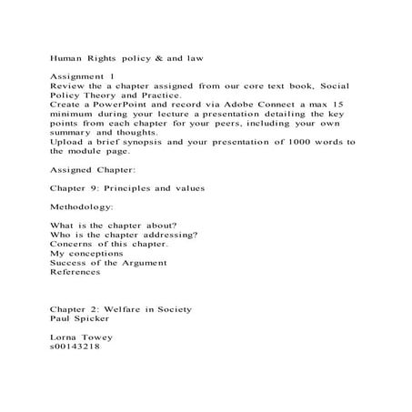 Human rights policy &amp; and law assignment 1review the a chapte