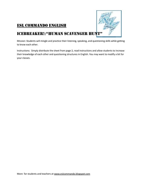 Human Scavenger Hunt Icebreaker