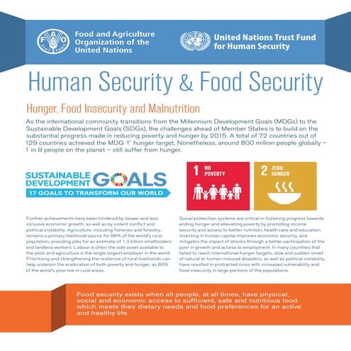 Human security and food security   hunger, food insecurity and malnutrition 
