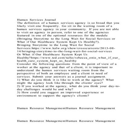 Human Services JournalThe definition of a human services agency 
