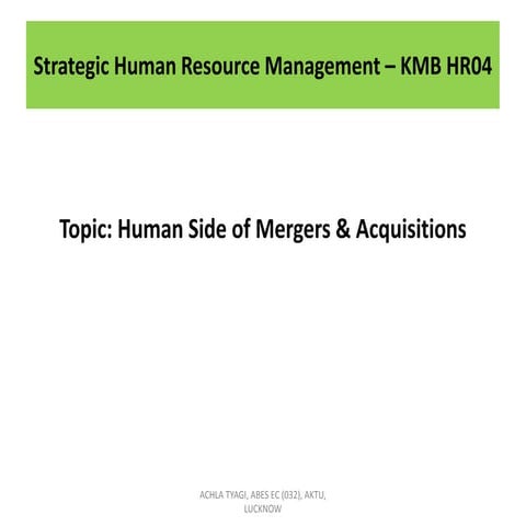 Human Side of Mergers & Acquisitions
