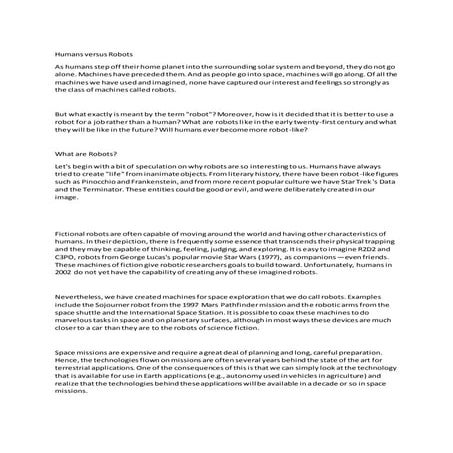 Humans versus robots