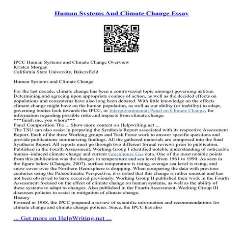 Human Systems And Climate Change Essay