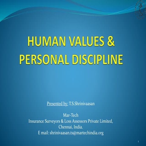 Human values personal discipline | PPTX