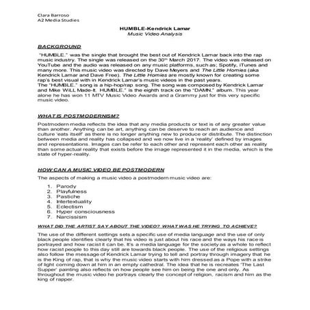 HUMBLE- Kendrick Lamar (music video analysis)