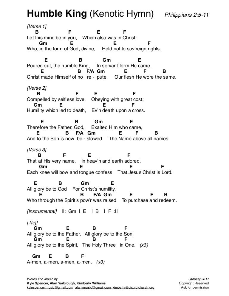Humble King (Kenotic Hymn) Chord Chart