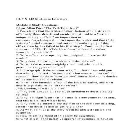 HUMN 142 Studies in LiteratureModule 3 Study QuestionsEdgar .docx