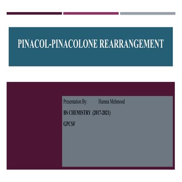 Pinacol pinacolone rearrangement ppt.