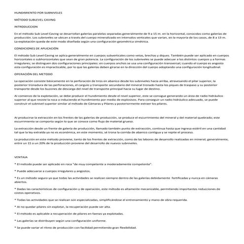 Hundimiento por subniveles