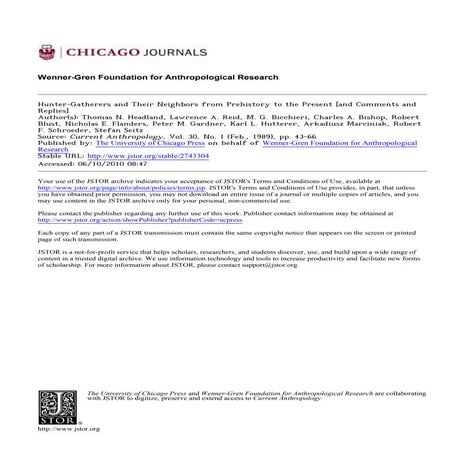 Hunter gatherers and their neighbors from prehistory to the present by headla...