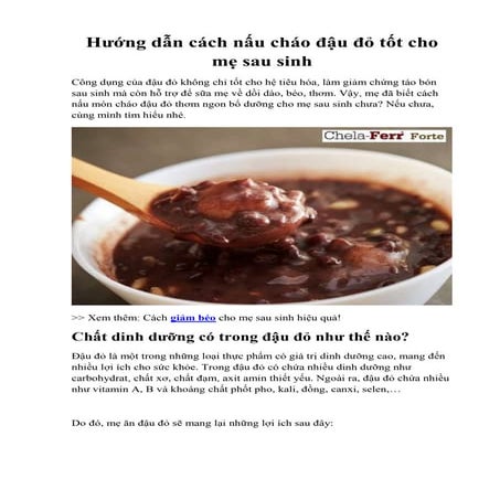 Hướng dẫn cách nấu cháo đậu đỏ tốt cho mẹ sau sinh