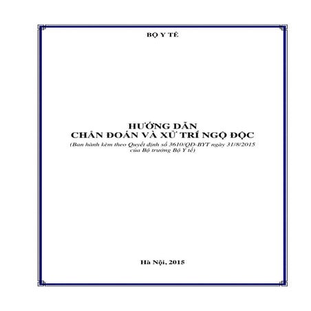 Hướng dẫn chẩn đoán và xử trí Ngộ độc