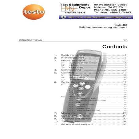 Hướng dẫn sử dụng máy đo đa năng Testo 435