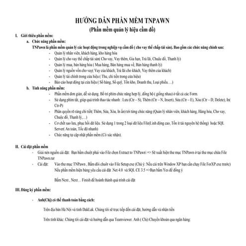 Hướng dẫn sử dụng phần mềm quản lý hiệu cầm đồ