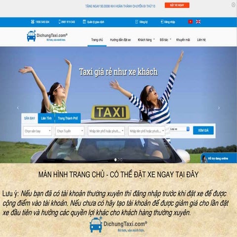 Hướng dẫn đặt xe dichungtaxi.com