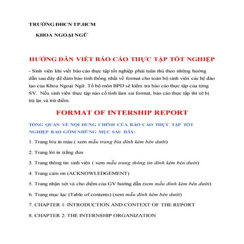 Hướng dẫn viết báo cáo thực tập ngành ngôn ngữ anh trường đh công nghiệp tphc...