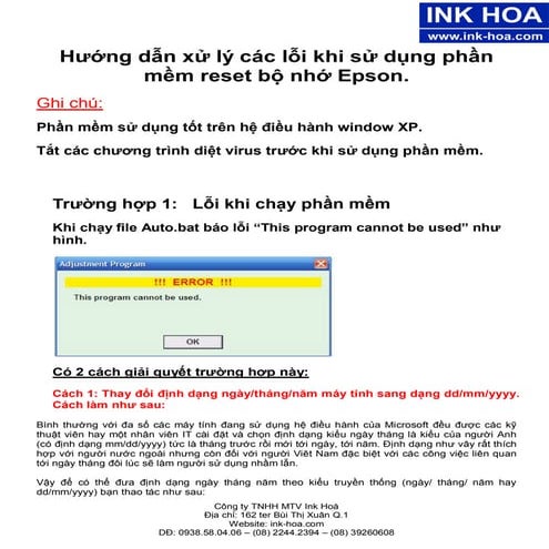 Huong dan xu ly cac loi khi su dung phan mem reset may in
