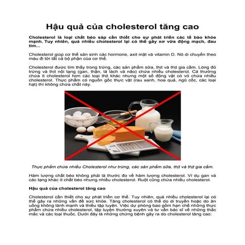 Hậu quả của cholesterol tăng cao