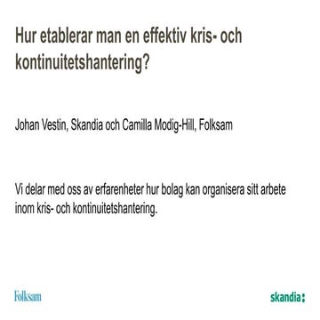 Hur etablerar man en effektiv kris  och kontinuitetshantering