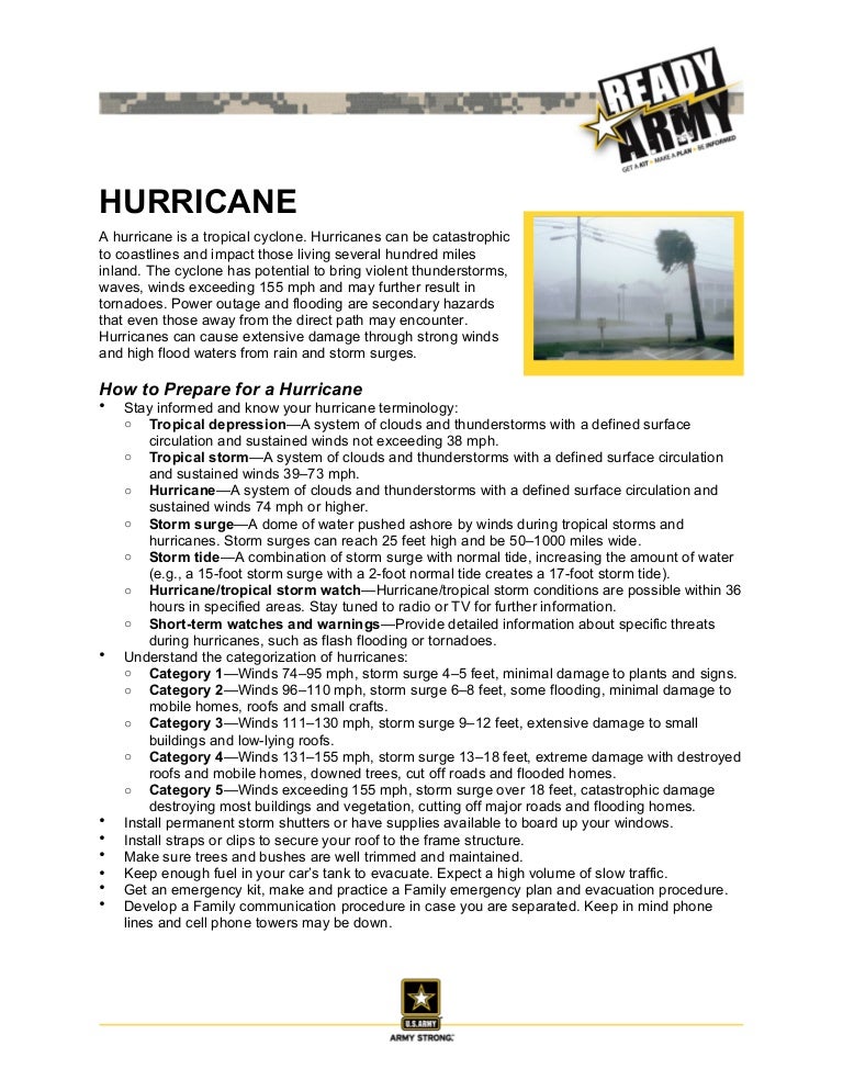Hurricane Information Sheet